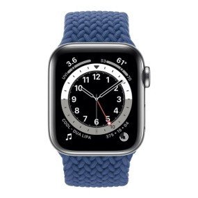 Смарт-годинник Apple Watch Series 6 LTE 40mm Silver Stainless Steel Case w. Atlantic Blue Braided Solo Loop (MY702+M0DV3)