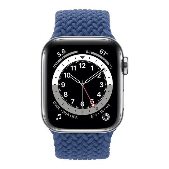Смарт-годинник Apple Watch Series 6 LTE 40mm Silver Stainless Steel Case w. Atlantic Blue Braided Solo Loop (MY702+M0DV3)