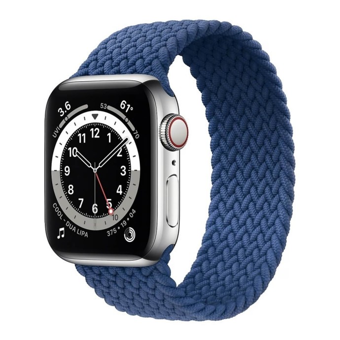 Смарт-годинник Apple Watch Series 6 LTE 40mm Silver Stainless Steel Case w. Atlantic Blue Braided Solo Loop (MY702+M0DV3)  Фото №0