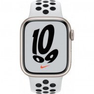Смарт-годинник Apple Watch Nike Series 7 GPS 45mm Starlight Aluminum Case w. Pure Platinum/Black Nike Sport Band (MKNA3)