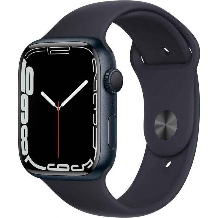 Смарт-часы Apple Watch Series 7 GPS 45mm Midnight Aluminum Case With Midnight Sport Band (MKN53/MKNN3)  Фото №1