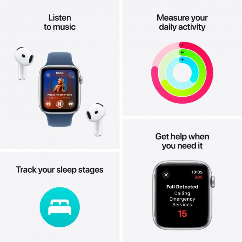Смарт-годинник Apple Watch SE 2 GPS 44mm Starlight Alu. Case w. Starlight Sport Band - S/M (MXEU3)  Фото №2