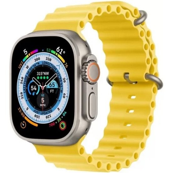 Смарт-часы Apple Watch Ultra GPS + Cellular 49mm Titanium Case with Yellow Ocean Band (MNH93/MNHG3/MNHN3)  Фото №0