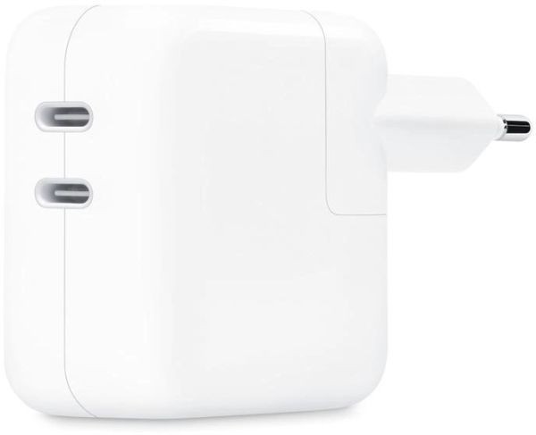 Мережевий зарядний пристрій Apple A2676 35W Dual USB-C White (MW2K3)  Фото №0