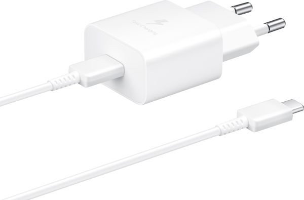Мережевий зарядний пристрій Samsung 15W PD Power Adapter (with Type-C cable) White (EP-T1510XWE)  Фото №0