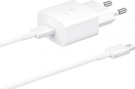 Мережевий зарядний пристрій Samsung 15W PD Power Adapter (with Type-C cable) White (EP-T1510XWE)  Фото №0