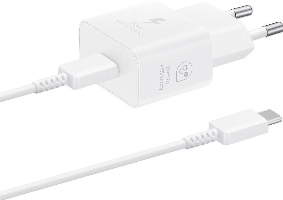 Мережевий зарядний пристрій Samsung 25W PD Power Adapter (with Type-C cable) White (EP-T2510XWE)  Фото №0