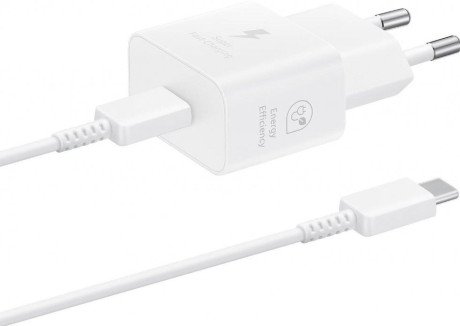 Мережевий зарядний пристрій Samsung 25W PD Power Adapter (with Type-C cable) White (EP-T2510XWE)  Фото №0