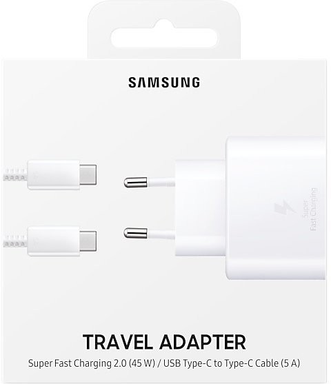 Сетевое зарядное устройство для Samsung 45W Travel Adapter (with Type-C cable) White (EP-TA845XWE)  Фото №3
