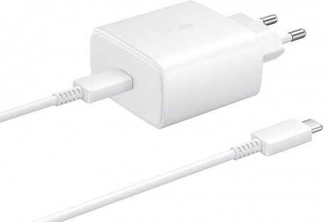Мережевий зарядний пристрій Samsung 45W Travel Adapter (with Type-C cable) White (EP-TA845XWE)  Фото №0