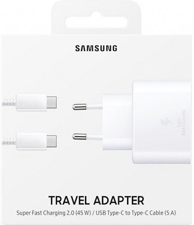 Мережевий зарядний пристрій Samsung 45W Travel Adapter (with Type-C cable) White (EP-TA845XWE)  Фото №3