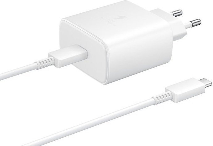 Мережевий зарядний пристрій Samsung 45W Travel Adapter (with Type-C cable) White (EP-TA845XWE)  Фото №0