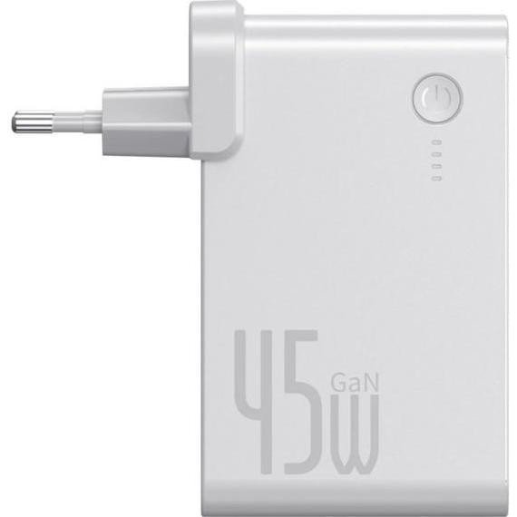 Внешний аккумулятор (павербанк) Baseus Power Station GaN 2-in-1 QC 10000 mAh 45W White (PPNLK45US)