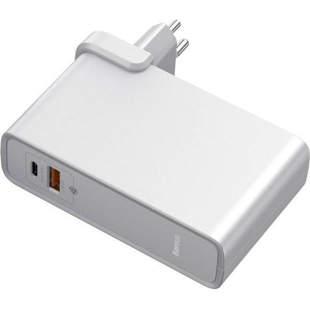 Внешний аккумулятор (павербанк) Baseus Power Station GaN 2-in-1 QC 10000 mAh 45W White (PPNLK45US)  Фото №1