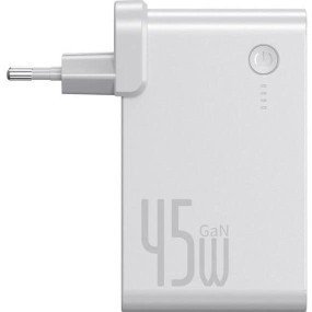Зовнішній акумулятор (павербанк) Baseus Power Station GaN 2-in-1 QC 10000 mAh 45W White (PPNLK45US)