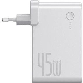 Зовнішній акумулятор (павербанк) Baseus Power Station GaN 2-in-1 QC 10000 mAh 45W White (PPNLK45US)