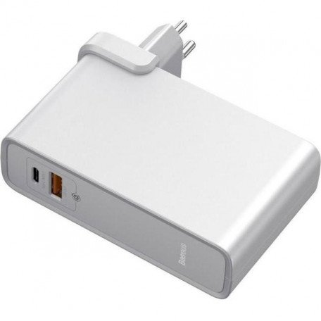 Внешний аккумулятор (павербанк) Baseus Power Station GaN 2-in-1 QC 10000 mAh 45W White (PPNLK45US)  Фото №1