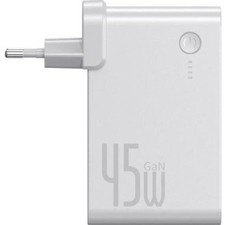 Зовнішній акумулятор (павербанк) Baseus Power Station GaN 2-in-1 QC 10000 mAh 45W White (PPNLK45US)