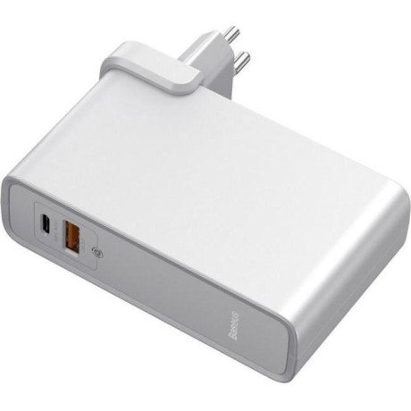 Зовнішній акумулятор (павербанк) Baseus Power Station GaN 2-in-1 QC 10000 mAh 45W White (PPNLK45US)  Фото №1