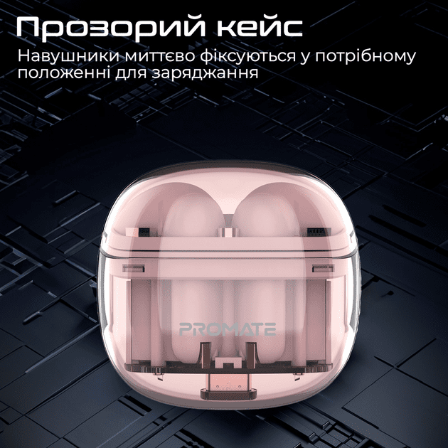 Навушники TWS Promate TransPods Pink (transpods.pink)  Фото №5