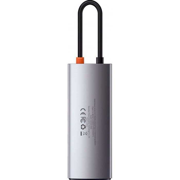 Мультипортовый адаптер Baseus Metal Gleam Series 5-in-1 Multifunctional Type-C HUB Gray (WKWG020013)  Фото №0