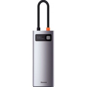 Мультипортовый адаптер Baseus Metal Gleam Series 5-in-1 Multifunctional Type-C HUB Gray (WKWG020013)