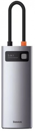 Мультипортовый адаптер Baseus Metal Gleam Series 5-in-1 Multifunctional Type-C HUB Gray (WKWG020013)  Фото №7