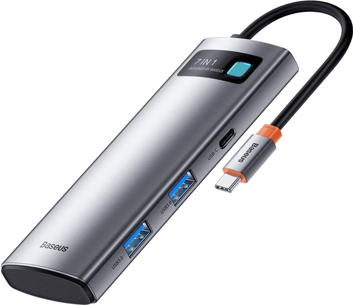 Мультипортовий адаптер Baseus Metal Gleam Series 7-in-1 Multifunctional Type-C HUB Gray (WKWG020113)
