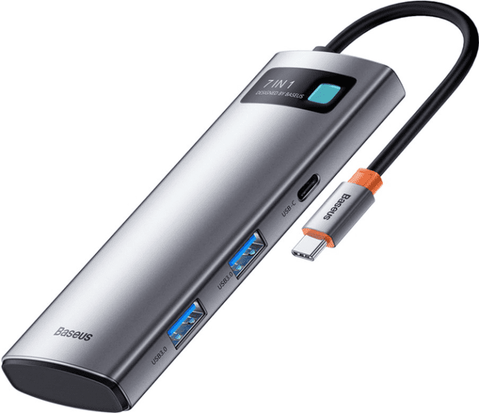Мультипортовый адаптер Baseus Metal Gleam Series 7-in-1 Multifunctional Type-C HUB Gray (WKWG020113)