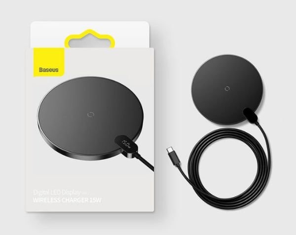 Беспроводное зарядное устройство для Baseus Digital LED Display Gen 2 Wireless Charger 15W Black (CCED000001)  Фото №1