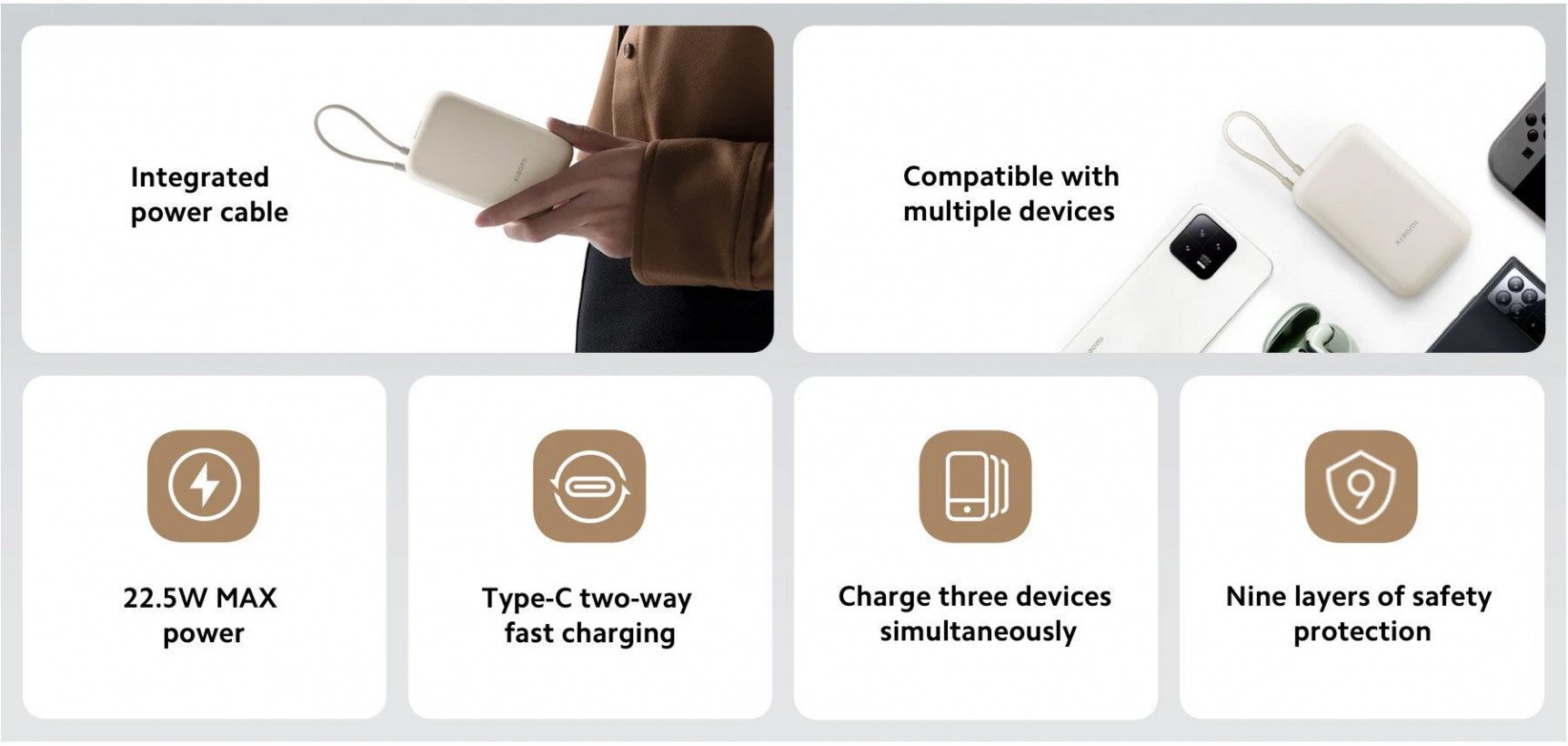 Внешний аккумулятор (павербанк) Xiaomi 10000mAh 22.5W ИBeige (BHR9072GL)  Фото №6
