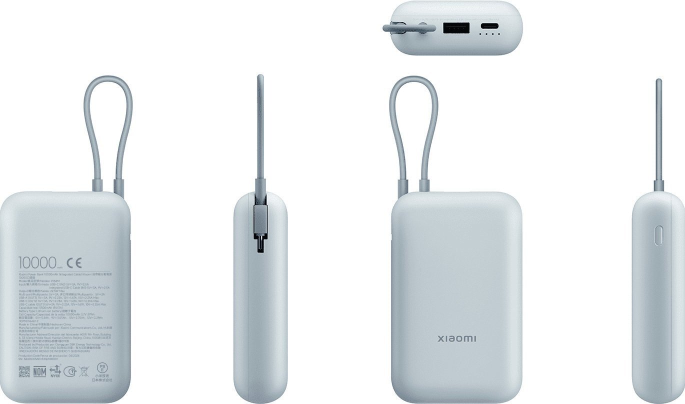 Внешний аккумулятор (павербанк) Xiaomi 10000mAh 22.5W Integrated Cable Blue BHR9073GL  Фото №3