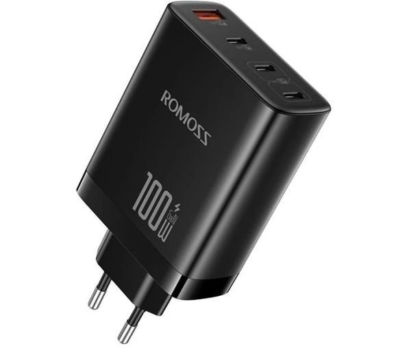 Сетевое зарядное устройство Romoss AC100I 1xUSB-A, 3xUSB-C, 100W Black (AC100I-12-234H  Фото №0
