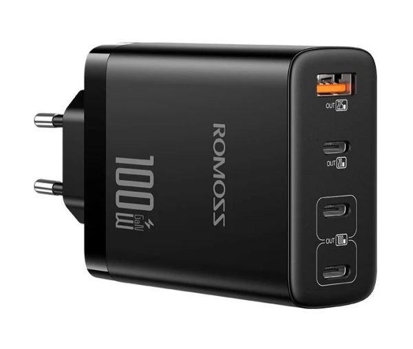 Сетевое зарядное устройство Romoss AC100I 1xUSB-A, 3xUSB-C, 100W Black (AC100I-12-234H  Фото №1
