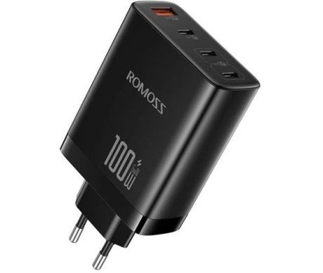 Сетевое зарядное устройство Romoss AC100I 1xUSB-A, 3xUSB-C, 100W Black (AC100I-12-234H  Фото №0