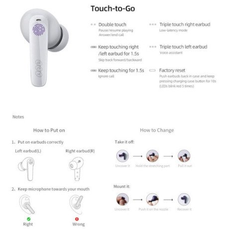 Наушники TWS QCY T13X White  Фото №2