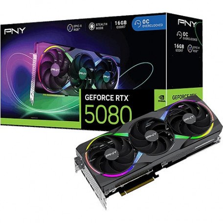 Відеокарта PNY GeForce RTX 5080 ARGB EPIC-X RGB OC Triple Fan (VCG508016TFXXPB1-O)  Фото №0
