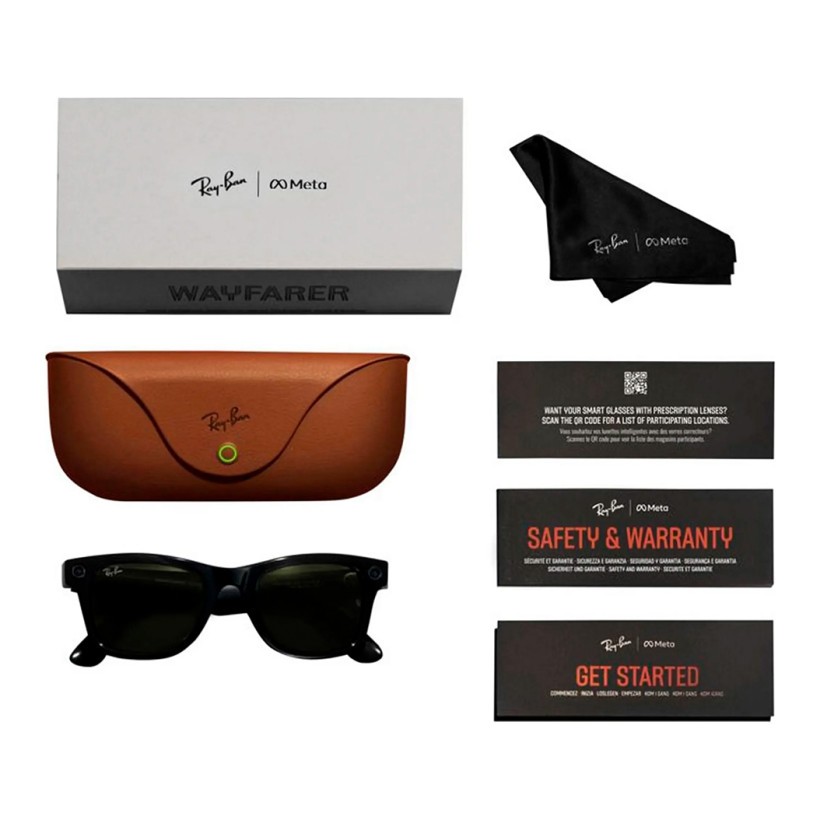 Смарт-окуляри Ray-Ban Meta Wayfarer Large Matte Black/Clear to Graphite Green Transitions (RW4008 601S1M 53-22)  Фото №1