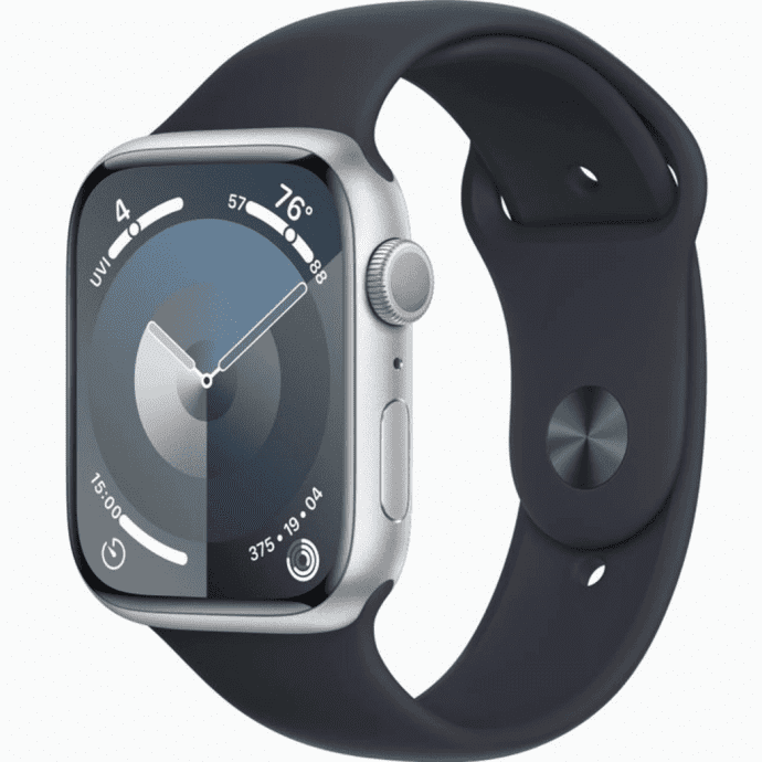 Смарт-годинник Apple Watch Series 9 GPS 45mm Silver Aluminum Case w. Midnight Sport Band (MR9R3+MT593)  Фото №0