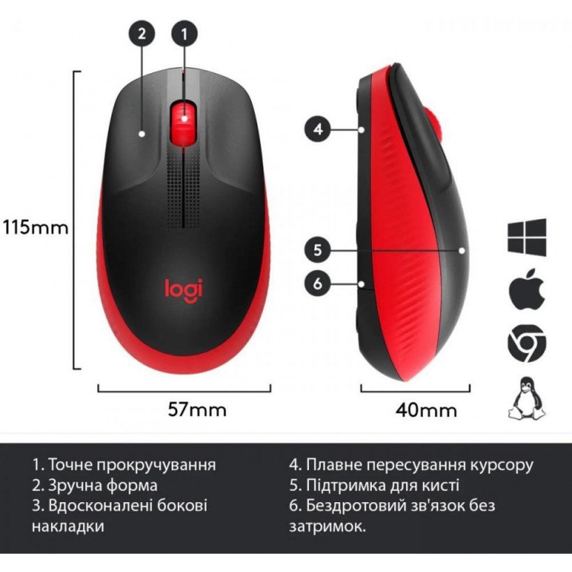 Миша Logitech M190 Wireless Red (910-005908)  Фото №8