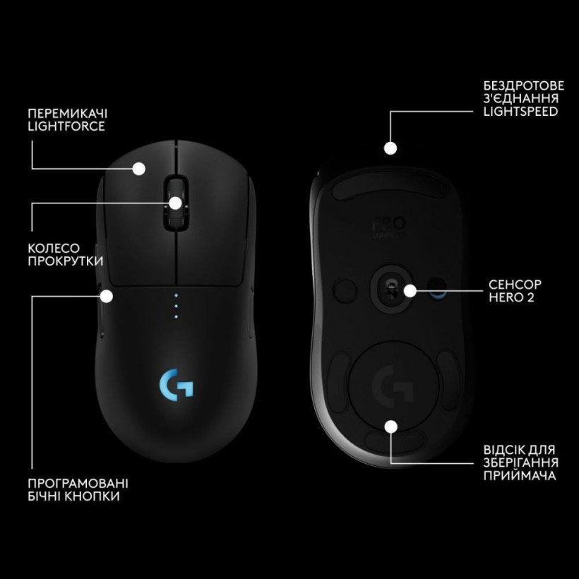 Миша Logitech PRO 2 Lightspeed Black (910-007295)  Фото №5