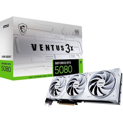 Відеокарта MSI GeForce RTX 5080 16G VENTUS 3X OC WHITE (G5080-16V3CW)  Фото №0