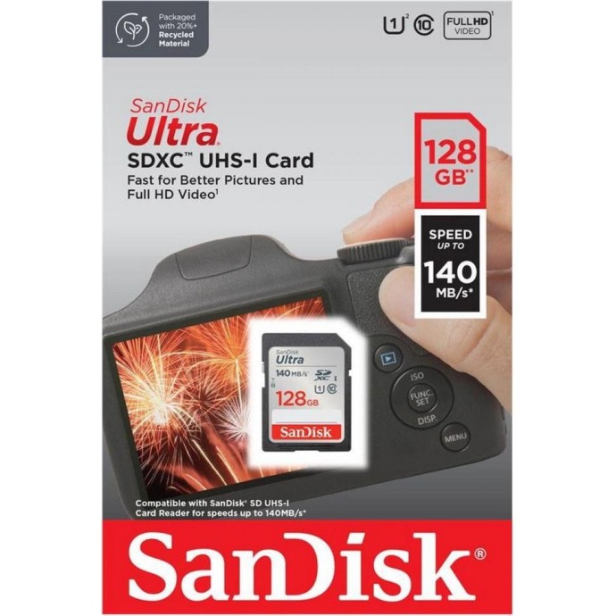 Карта памяти SanDisk 128 GB SDXC UHS-I U1 Ultra (SDSDUNB-128G-GN6IN)  Фото №0