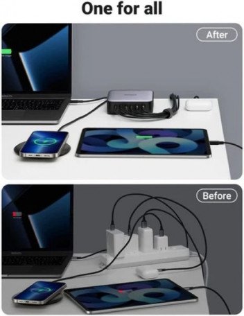 Сетевое зарядное устройство для UGREEN CD271 200W Nexode 2m GaN Desktop Charger Gray (40914)  Фото №4