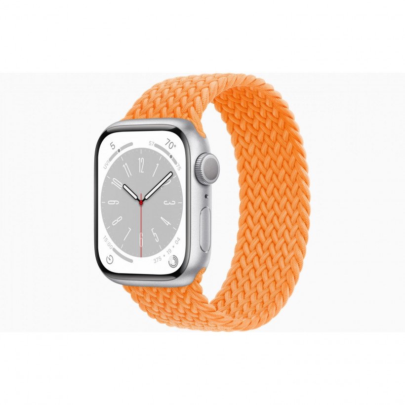 Смарт-годинник Apple Watch SE 2 GPS 40mm Silver Aluminum Case w. Bright Orange Braided Solo Loop - Size 4 (MNJV3 + MQXR3)
