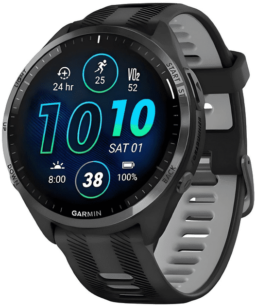 Смарт-часы Garmin Forerunner 965 Carbon Gray Titanium Bezel w. Blk Case Blk/Powder Gray S. Band (010-02809-00/10/80)  Фото №0