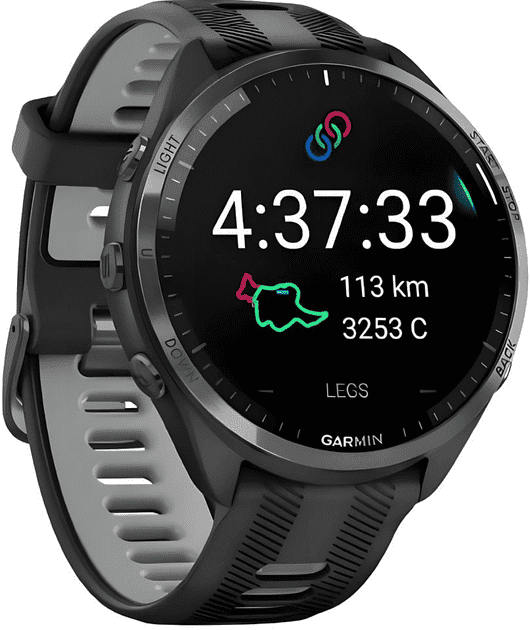 Смарт-часы Garmin Forerunner 965 Carbon Gray Titanium Bezel w. Blk Case Blk/Powder Gray S. Band (010-02809-00/10/80)  Фото №2