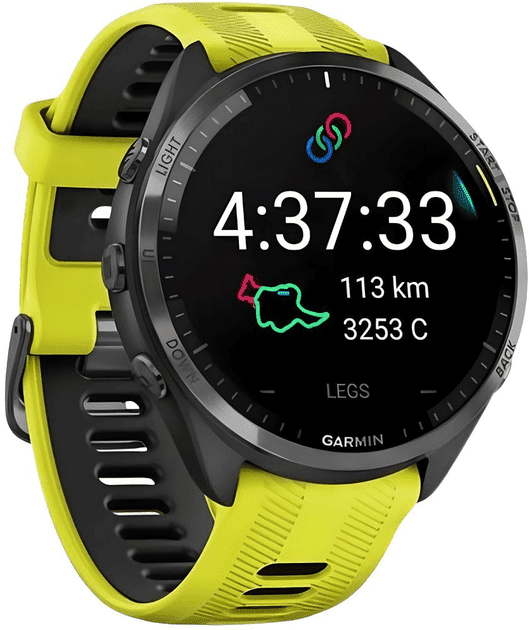 Смарт-часы Garmin Forerunner 965 Carbon Gray Titanium Bezel w. Black Case and Amp Yell/Black S. Band (010-02809-02/12)  Фото №2