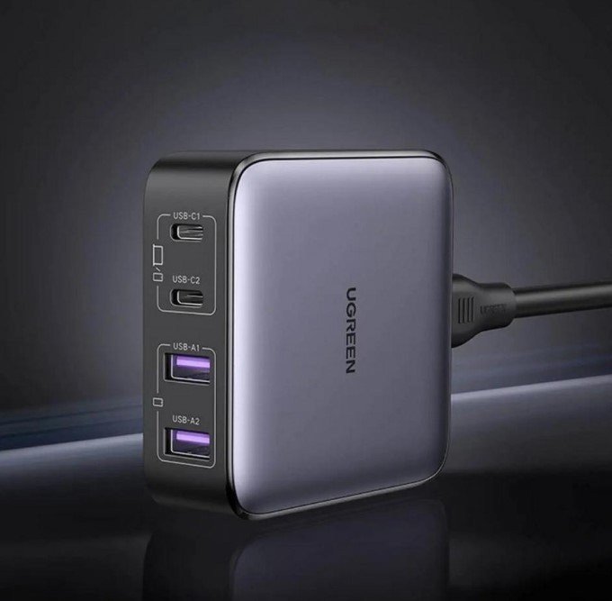 Мережевий зарядний пристрій UGREEN CD327 2USB+2Type-C 65W Nexode Desktop Charger 2m Gray (90747)  Фото №6