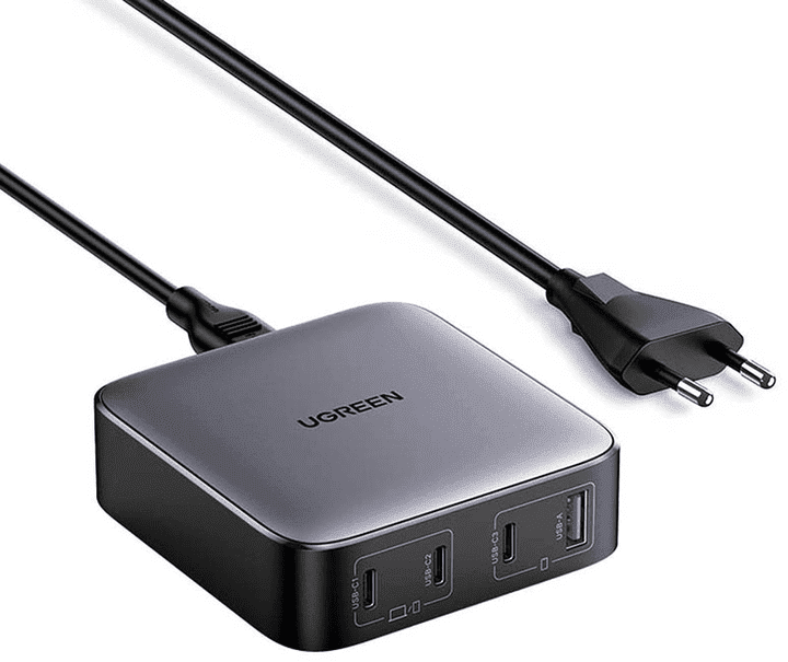 Мережевий зарядний пристрій UGREEN CD328 GaN 100W 1xUSB-A 3-USB-C PD3.0 QC4.0 Wall Charger Gray (90928)  Фото №0